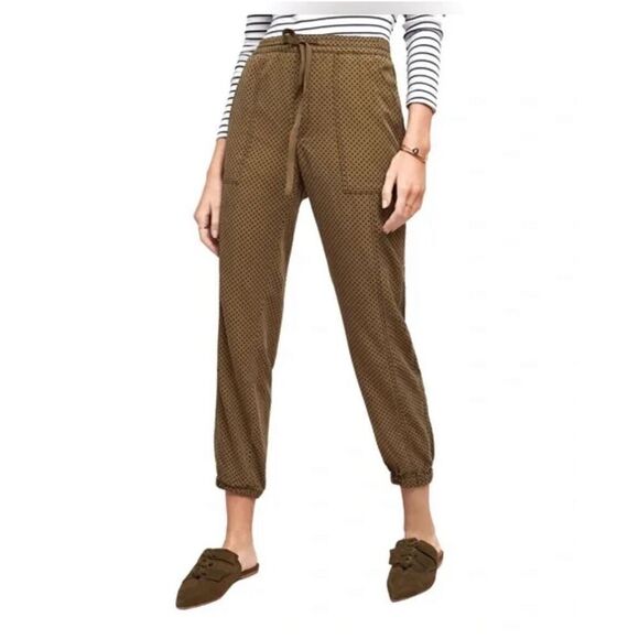 Anthropologie Polka Dot Olive Green Jogger Pants - Picture 1 of 9